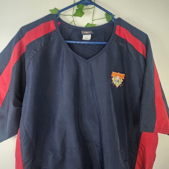 Men's Cooperstown Dreams Park Baseball Pullover Warm up Jacket Red and Blue SS - Picture 3 of 6